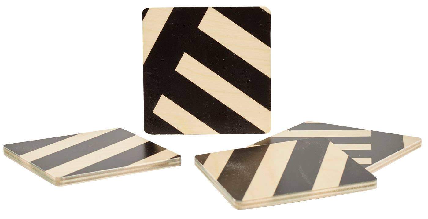 Black Stripe Square Coasters