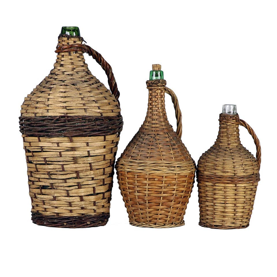 Wicker Covered Wine Bottle: Large