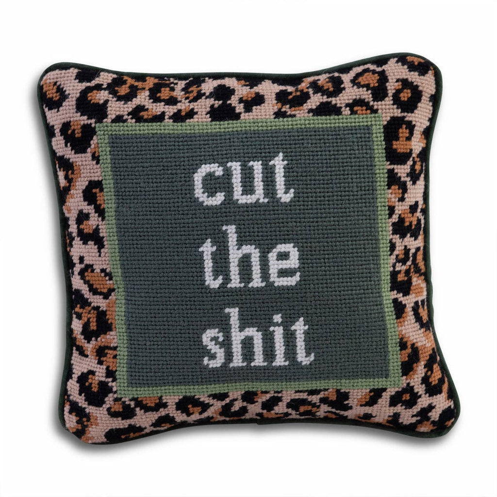 Cut The Shit Needlepoint Pillow