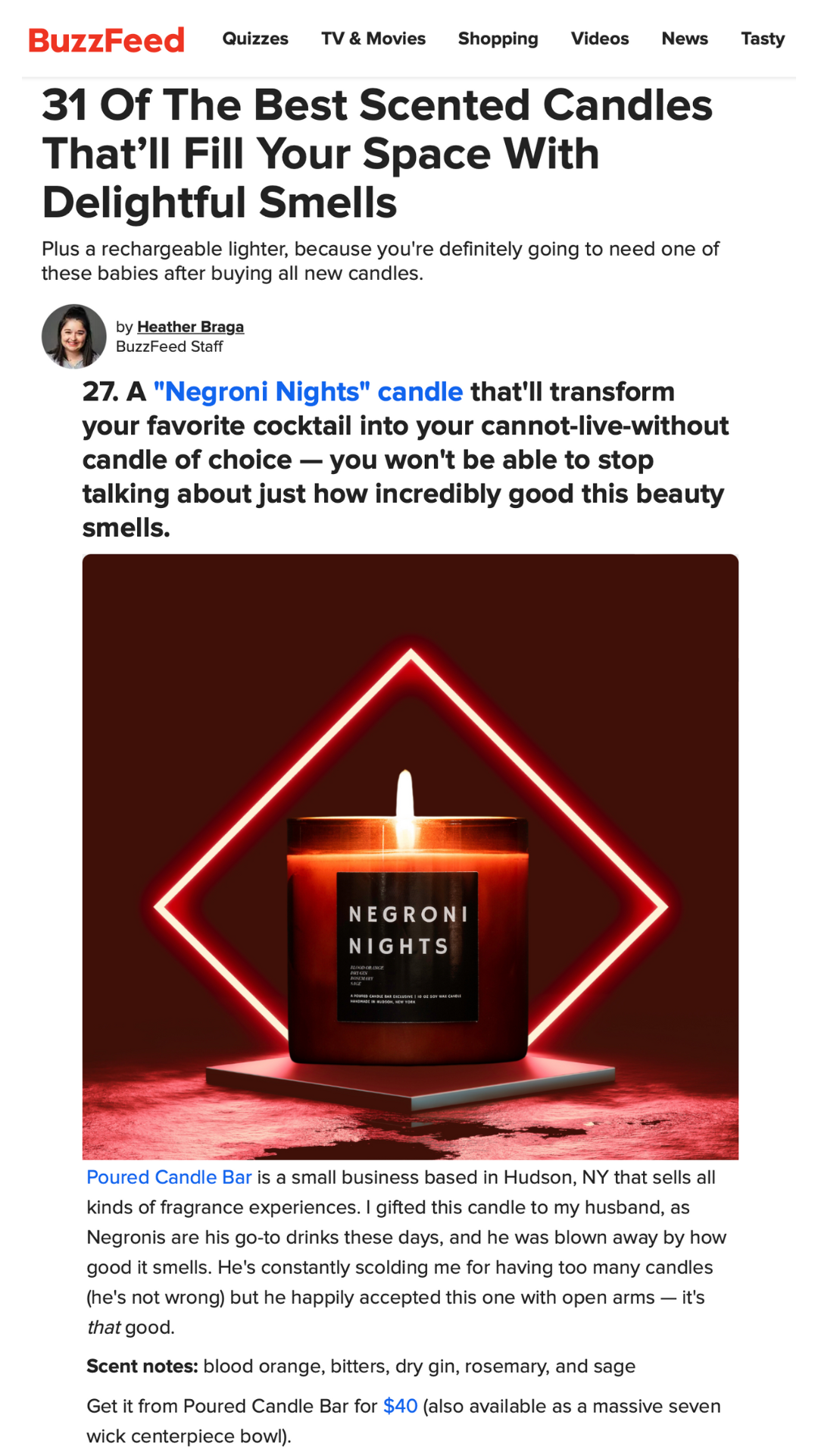 Negroni Nights Candle