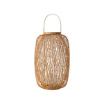 Hand-Woven Bamboo Lantern w/ Glass Insert & Handle (Holds 3" Pillar)