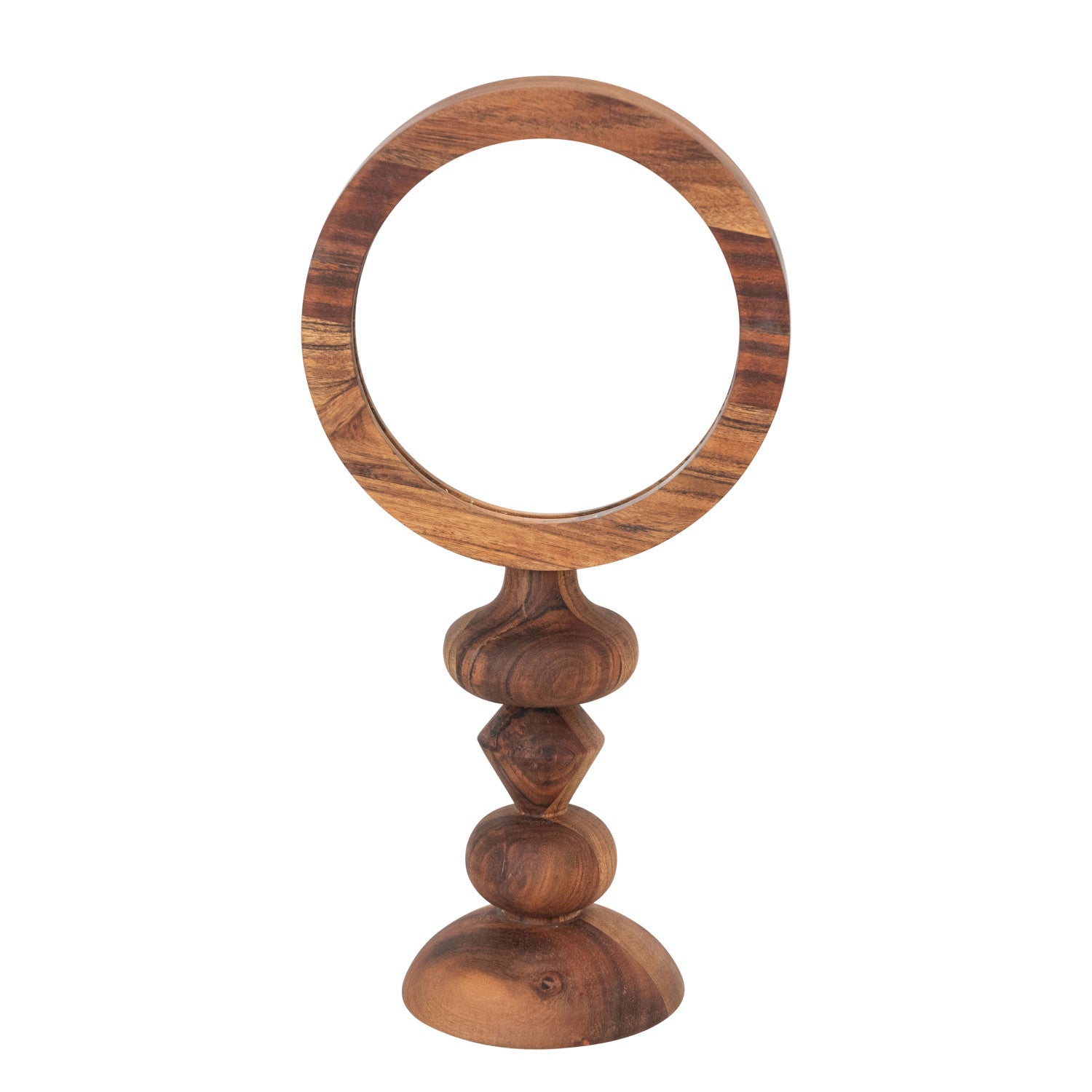 Acacia Wood Vanity Mirror with Carved Base, Natural, KD