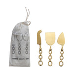 Cheese Servers with Chain Shaped Handles, Set of 3 in Drawstring Bag