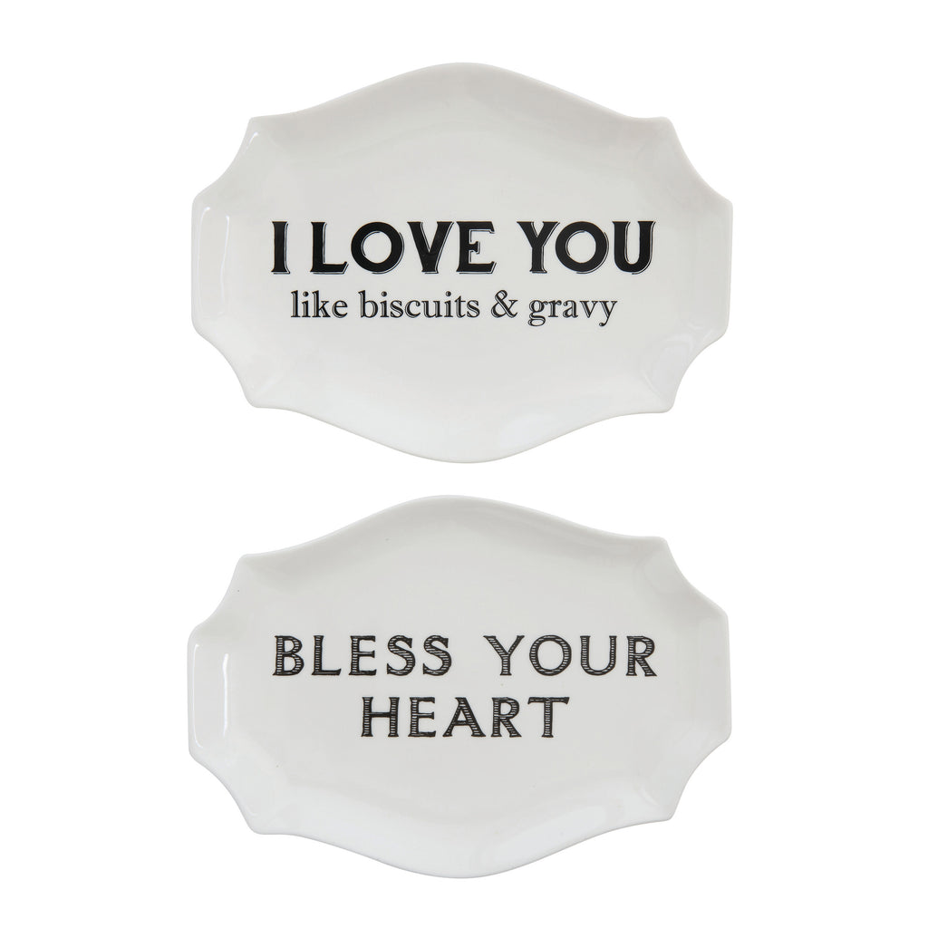 Stoneware Plate with Southern Saying, Set of 2