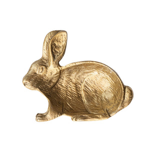 Cast Aluminum Rabbit Shaped Dish, Gold Finish