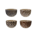 Stoneware Bowl with Animal Print Decal, 4 Styles