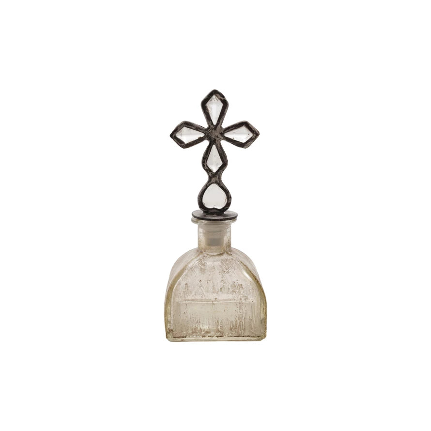 Distressed Glass Bottle, Zinc Stopper Small