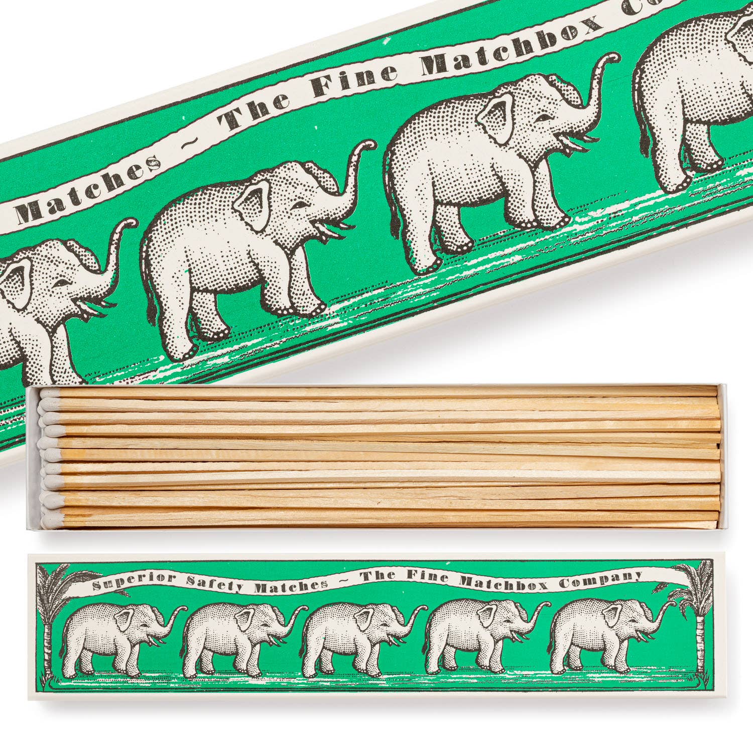 Green Elephants Long Matchbox