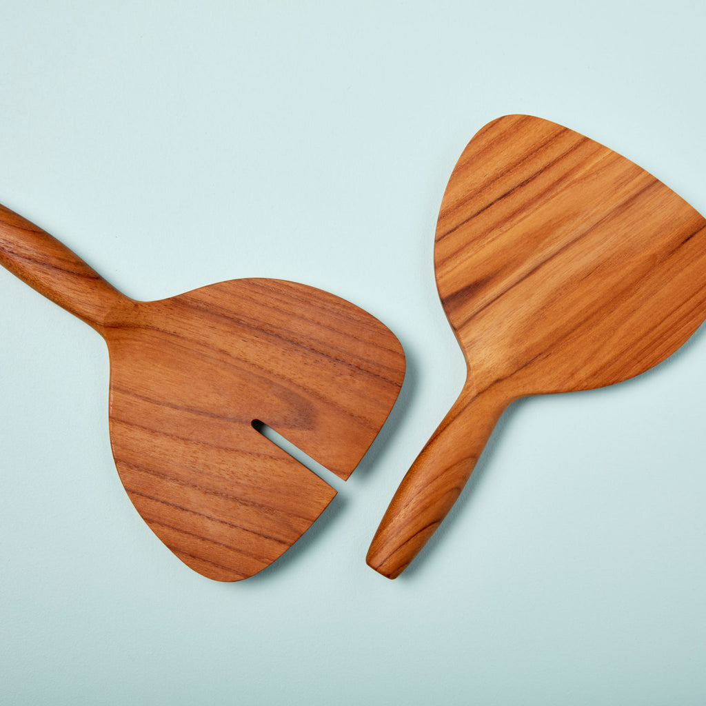 Teak Serving Utensils, Set of Two