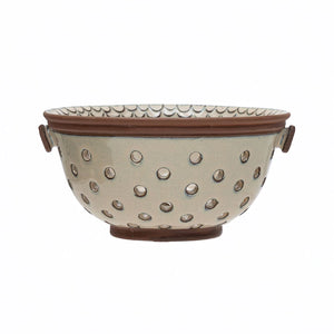 Stoneware Colander, Reactive Glaze